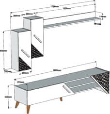 Hanah Home Obývacia stena Beril 180 cm biela