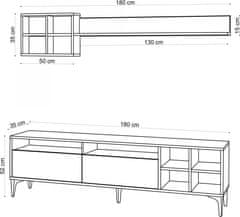 Hanah Home Obývacia stena Debbie 180 cm hnedá