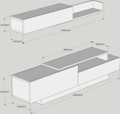 Hanah Home Obývacia stena Elda 160 cm biela/hnedá