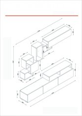 Hanah Home Obývacia stena Elit 210 cm biela/hnedá