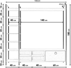 Hanah Home Obývacia stena Siyah Demirli 180 cm biela