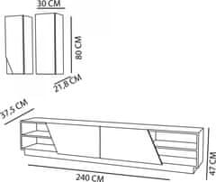 Hanah Home Obývacia stena Zebra čierna/teak