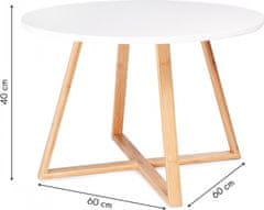 ModernHome Odkladací stolík Alva 60 cm biely