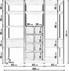 Hanah Home Otvorená šatníková skriňa Gardirop IV 180 cm dub