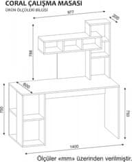 Hanah Home Písací stôl s nástennou policou Coral biela/dub sonoma