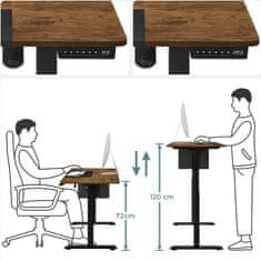 Songmics Písací stôl Vasagle Foral elektricky nastaviteľný 140 cm hnedý