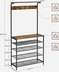 VASAGLE Predsieňový vešiak Marco hnedo-čierny