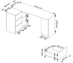 Akord Rohový písací stôl B20 155 cm dub sonoma ľavý