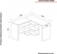 Hanah Home Rohový písací stôl Stylo dub/antracit