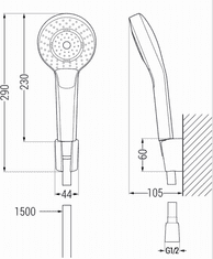 Mexen Ručný sprchový set R-05 čierny