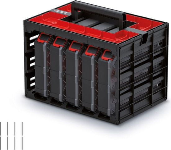 Prosperplast Sada organizérů 5 ks TAMON II 41,5 x 29 x 29 cm černo-červená