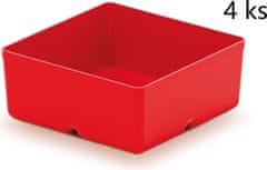 Prosperplast Sada úložných boxů 4 ks UNITEX 11 x 11 x 11,2 cm červená