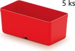 Prosperplast Sada úložných boxů 5 ks UNITEX 11 x 5,5 x 13,2 cm červená