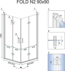 REA Sprchová kabína Fold, velikost 90x90