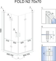 REA Sprchová kabína Fold, velikost 90x90