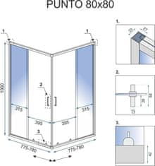 REA Sprchovací kút Punto 80x80 čierny