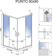 REA Sprchovací kút Punto 90x90 čierny