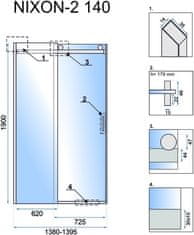 REA Sprchové dvere Nixon-2 140 transparentné, varianta pravá