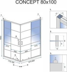 REA Sprchový kút CONCEPT 80x100 cm čierny
