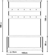 Hanah Home Stojan na oblečenie s regálom Portmanto orech