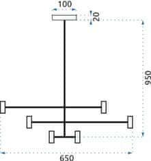 Tutumi Stropné svietidlo Diagonal Double Six čierne