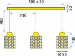 Tutumi Stropné svietidlo Diamant Tripple zlaté