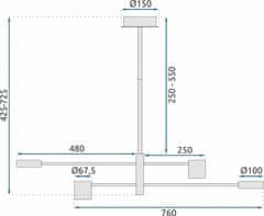 Tutumi Stropné svietidlo Diagonal Four čierne