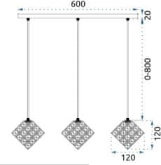 Tutumi Stropné svietidlo Glamour Cube Triple chróm
