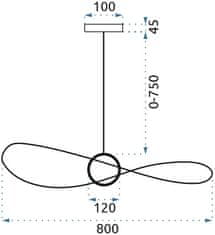 Tutumi Stropné svietidlo LED Aza 80 cm čierne