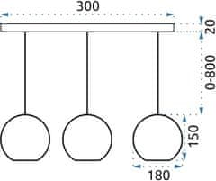 Tutumi Stropné svietidlo Crystalball Triple strieborné