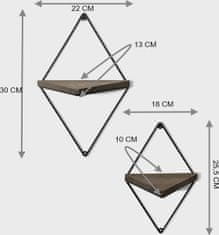 Kalune Design Súprava nástenných poličiek Wro hnedá