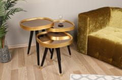 Hanah Home Súprava 3 odkladacích stolíkov Alys gold/black