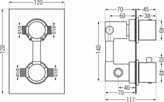 Mexen Termostatická podomietková batéria CUBE vaňovo - sprchová biela