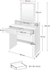 Songmics Toaletní stolek Velisa 145 cm bílý