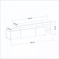 Hanah Home TV stolík Beliz s LED osvetlením biely