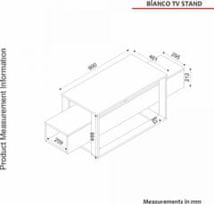 Hanah Home TV stolík Bianco čierny/zlatý