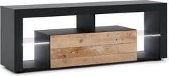 VIVALDI TV stolík Everest 140 cm s LED osvetlením antracit/old wood