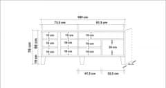 Hanah Home TV stolík Marina Mila 160 cm borovica atlantická