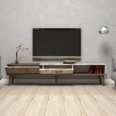 Hanah Home TV stolík Milan 180 cm orech/biely mramor