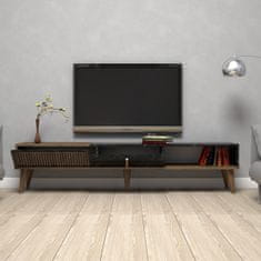 Hanah Home TV stolík Milan 180 cm orech/čierny mramor