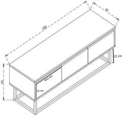 Hanah Home TV stolík Ruba 180 cm borovica atlantická