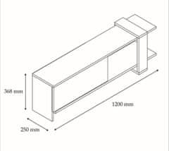 Kalune Design TV stolík OVA 120 cm antracitový/orech