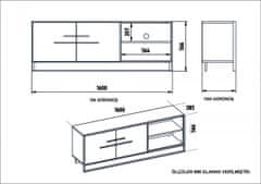 Hanah Home TV stolík Polka 160 cm biely