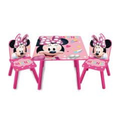 Arditex Detský drevený stolík + stoličky MINNIE MOUSE, WD13978