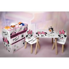 Arditex Detský drevený stolík + stoličky MINNIE MOUSE, WD13678