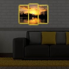 Wallity Viacdielny obraz s LED osvetlením VÝCHOD SLNKA 66 x 45 cm