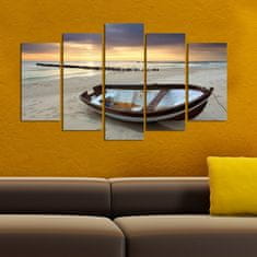 Hanah Home Viacdielny obraz Sunset Over The Sea And Boat 110x60 cm