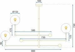 Tutumi Visiace stropné svietidlo Kule 6 APP919-6CP zlaté