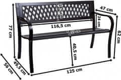 TZB Záhradná kovová lavička Rombo