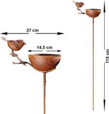 Dekorstyle Zahradní pítko pro ptáčky Loki 115 cm hnědé